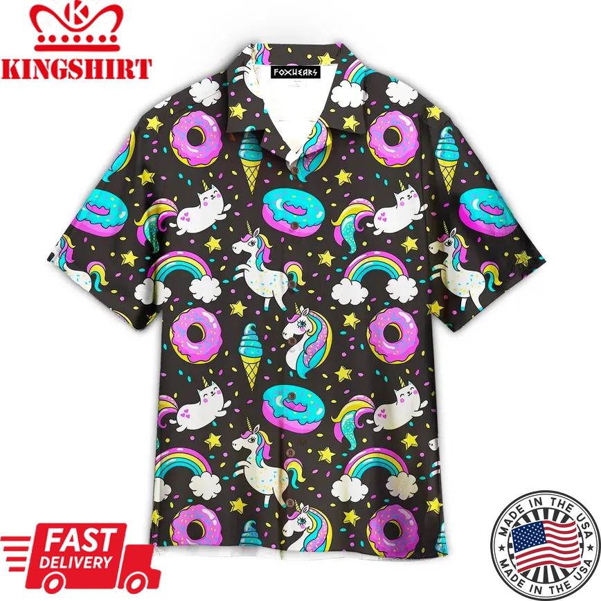 Life Is Better With Unicorn And Donuts Trendy Hawaiian Shirt For Aloha Shirt