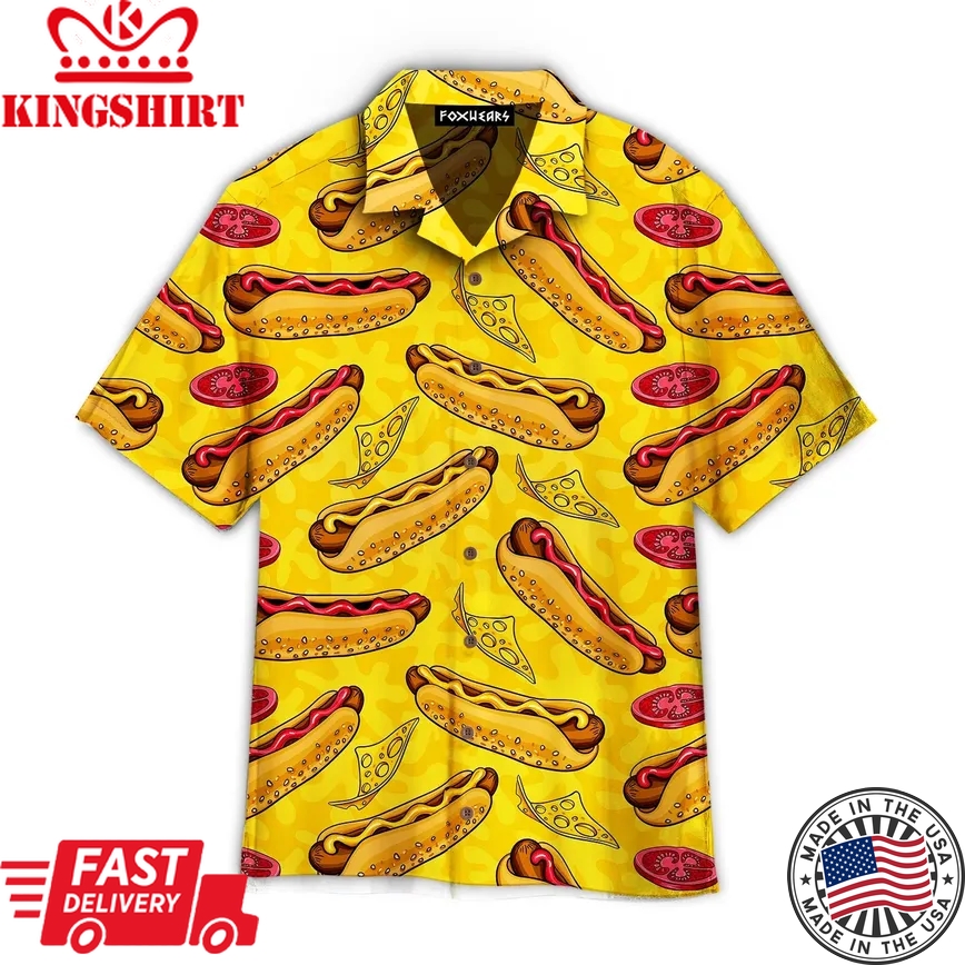 Life Is Better With Yellow Hot Dog Trendy Hawaiian Shirt