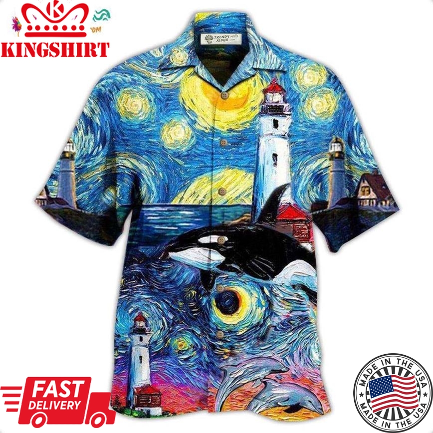 Lighthouse Finding Light In A Starry Night Hawaiian Shirt