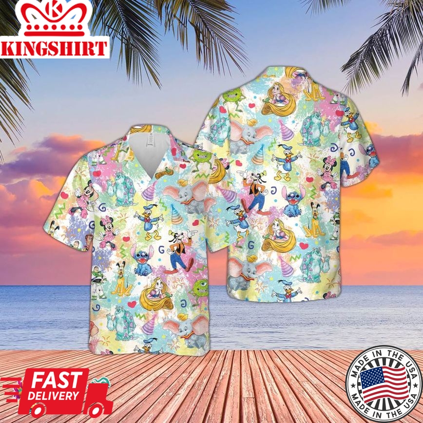 Lilo Stitch Mickey And Friends Hawaiian Shirt, Disney Magic Kingdom Hawaiian Shirt, Disneyland Aloha Vibes Shirt, Disney Characters