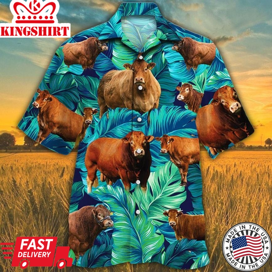 Limousin Cattle Lovers Trendy Hawaiian Shirt, Cow Trendy Hawaiian Shirt For Summer Gifts