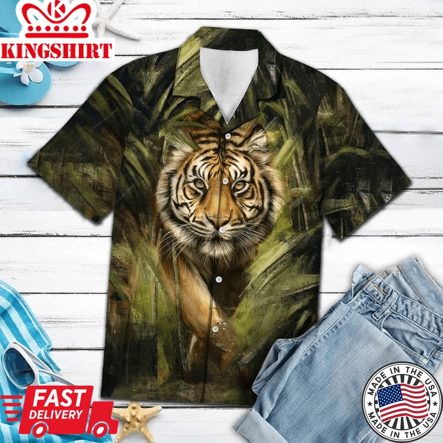 Lion King Tiger Walking Into Forest Trendy Hawaiian Shirt