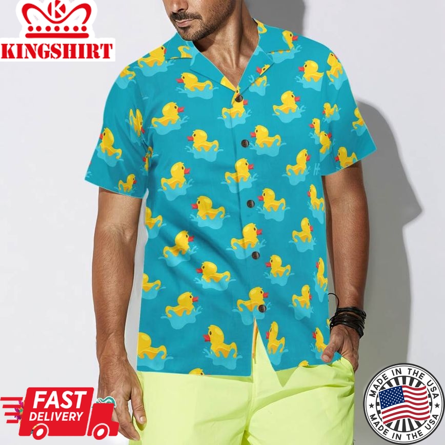 Little Duck Playing With Water Hawaiian Shirt