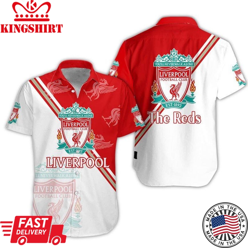 Liverpool Fc Red White Trendy Hawaiian Shirt V4 Aloha Shirt