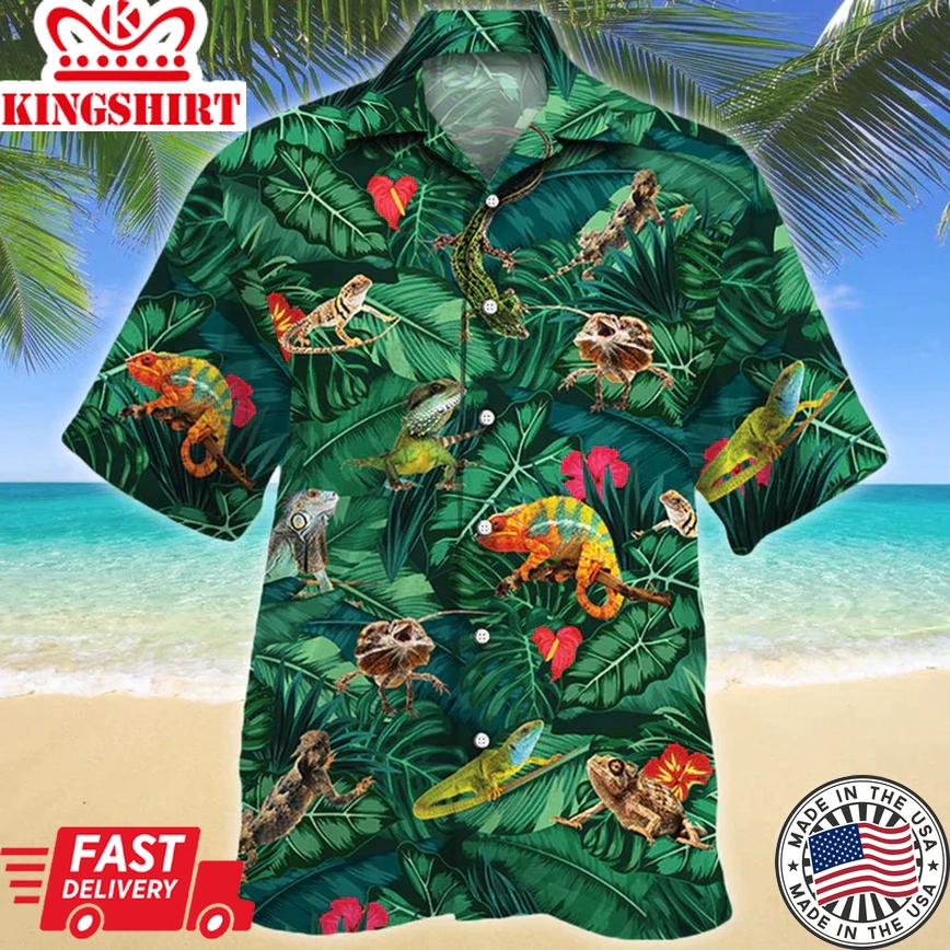 Lizard Lovers Gift Trendy Hawaiian Shirt, Animal Trendy Hawaiian Shirt Men, Women, Short Sleeve Hawaiian Aloha Shirt