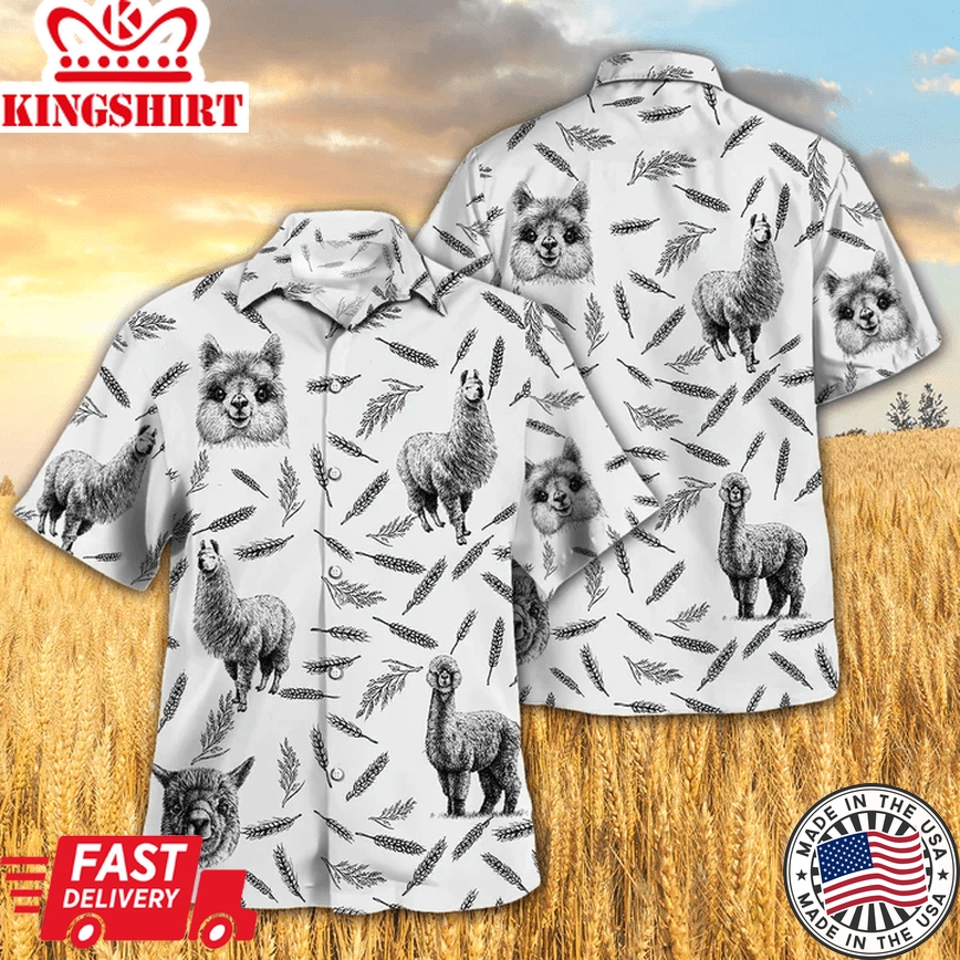 Llama Pattern Trendy Hawaiian Shirt, Llama Summer Trendy Hawaiian Shirt