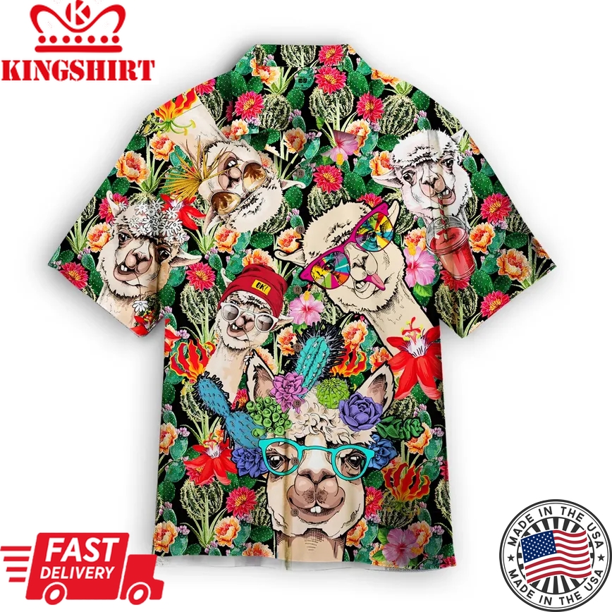 Llama Trendy Hawaiian Shirt