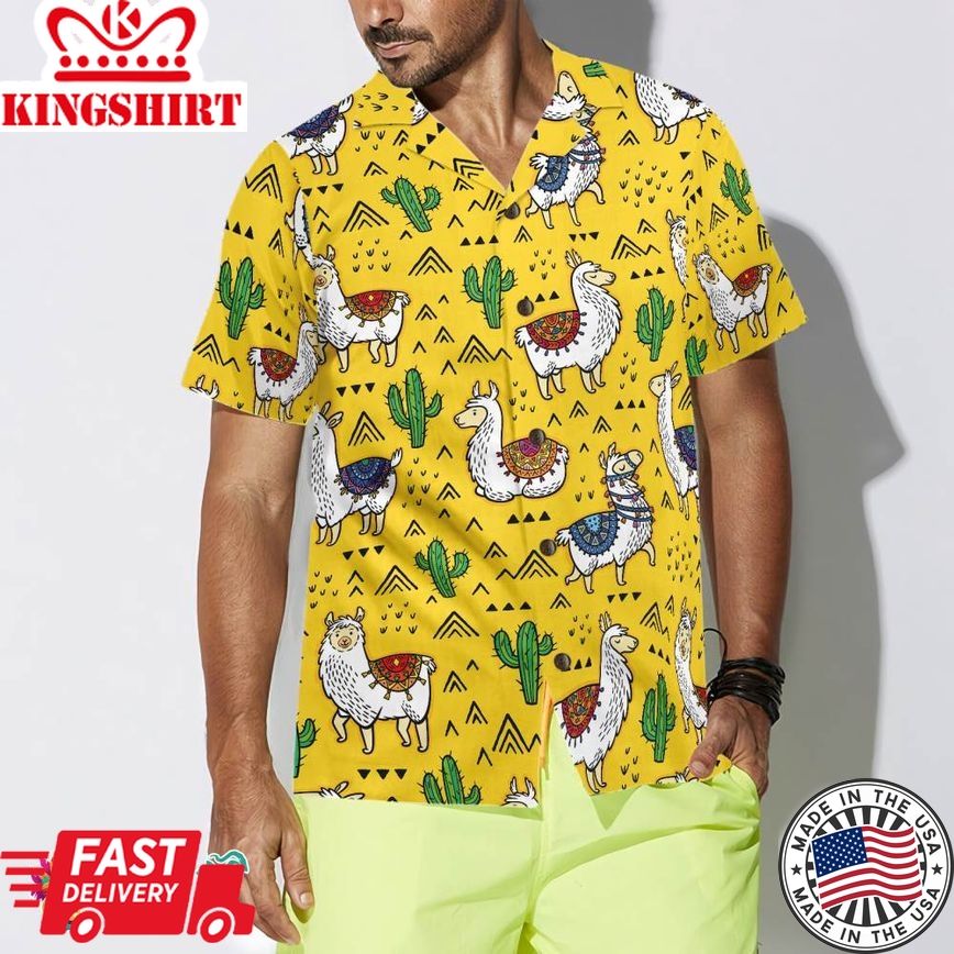 Llamas Cactuses Hawaiian Shirt