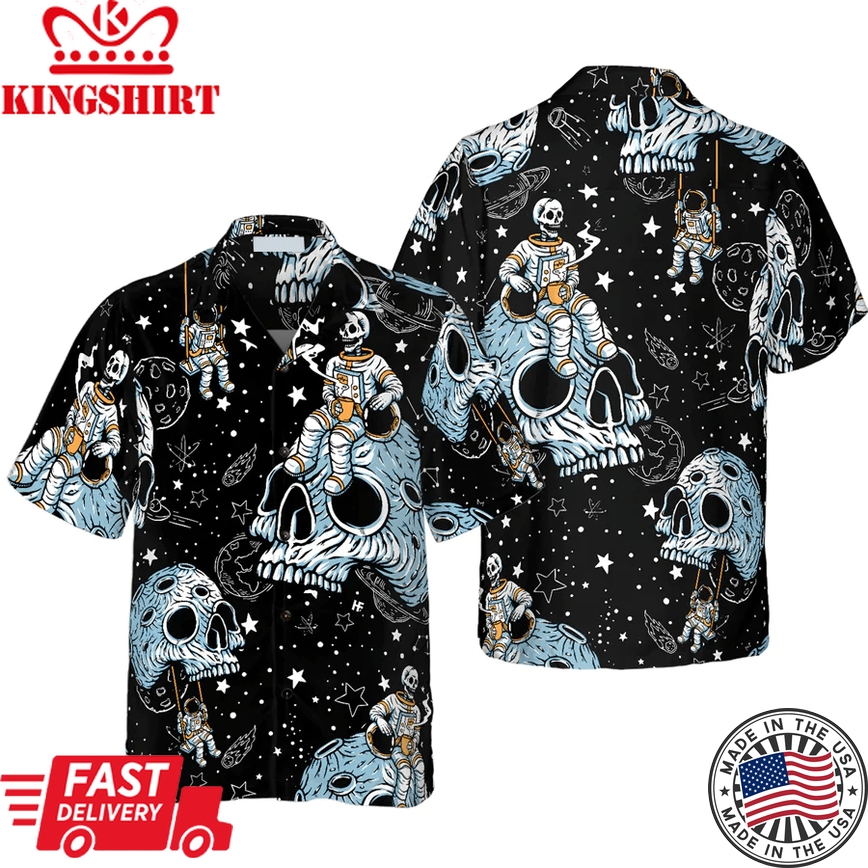 Lonely Skull Planet Outta Space Trendy Hawaiian Shirt, Summer Trendy Hawaiian Shirt For Men And Women