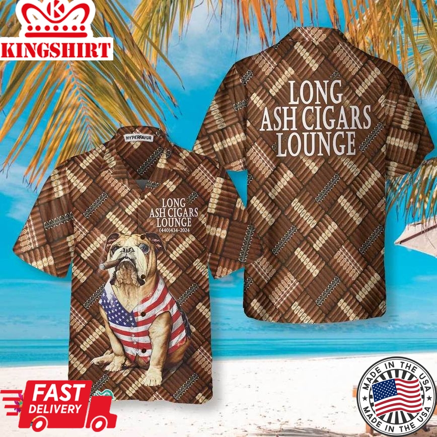 Long Ash Cigars Lounge Cigar And American Bulldog Hawaiian Shirt