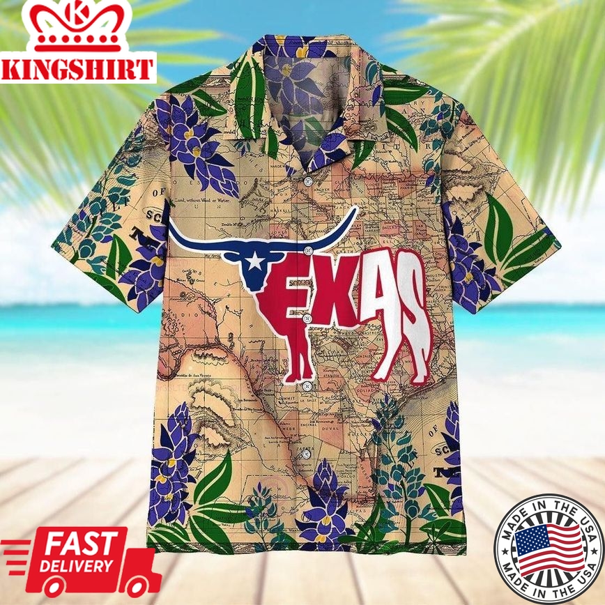 Longhorn Flag Texas Trendy Hawaiian Shirt