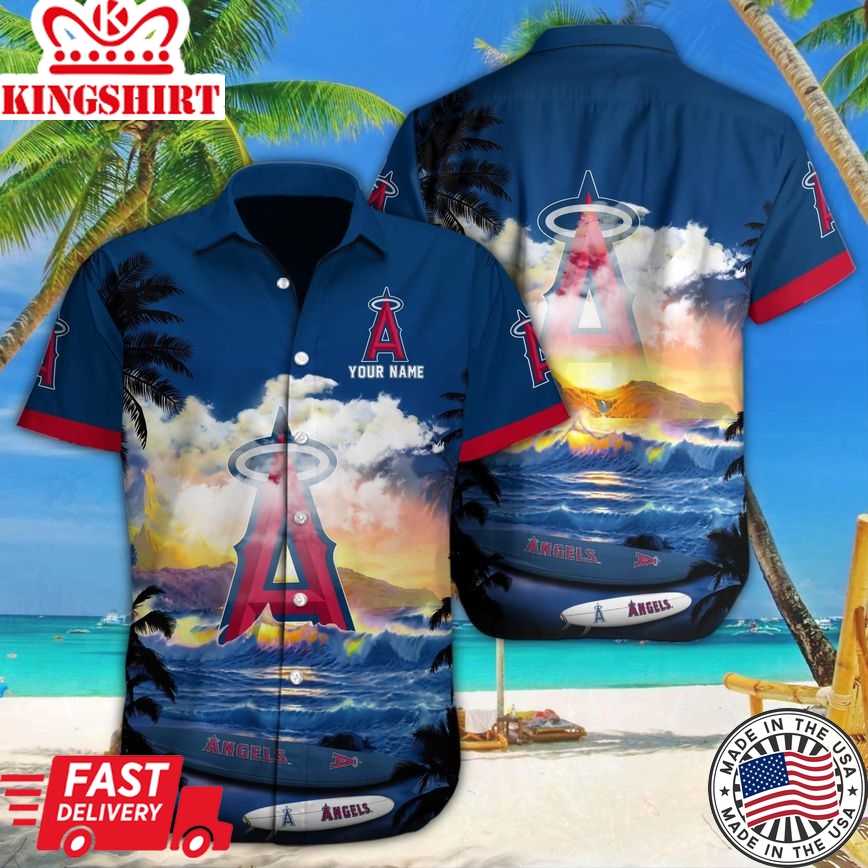 Los Angeles Angels Custom Name Printed Aloha Shirt