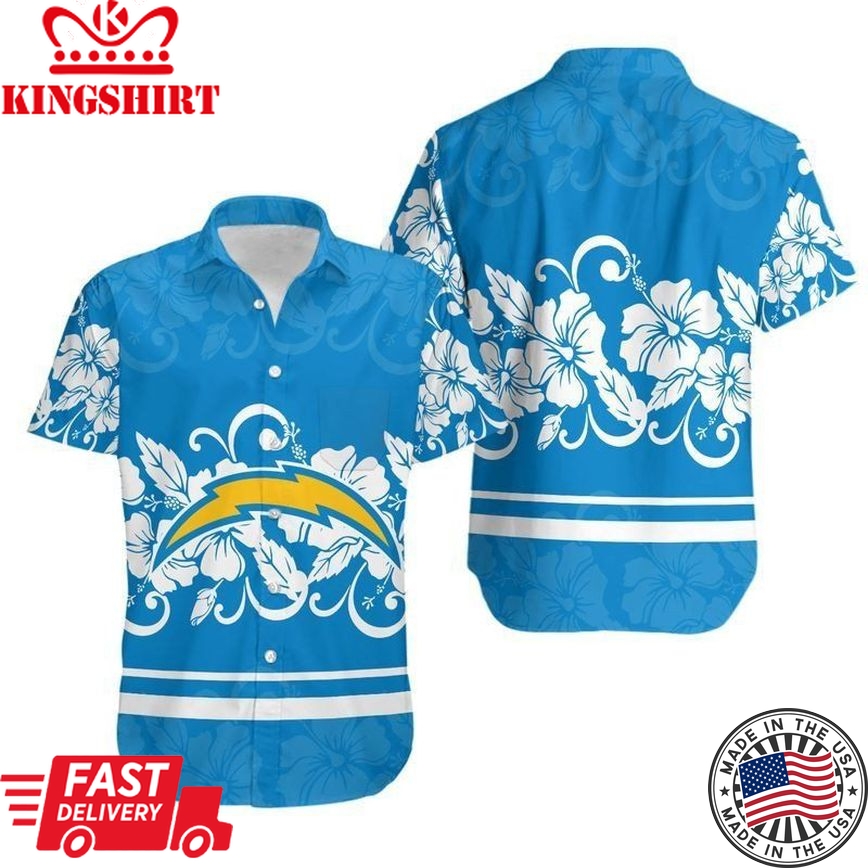 Los Angeles Chargers Hibiscus Flowers Hawaii Shirt And Shorts Summer Collection Trending Hawaiian Shirts