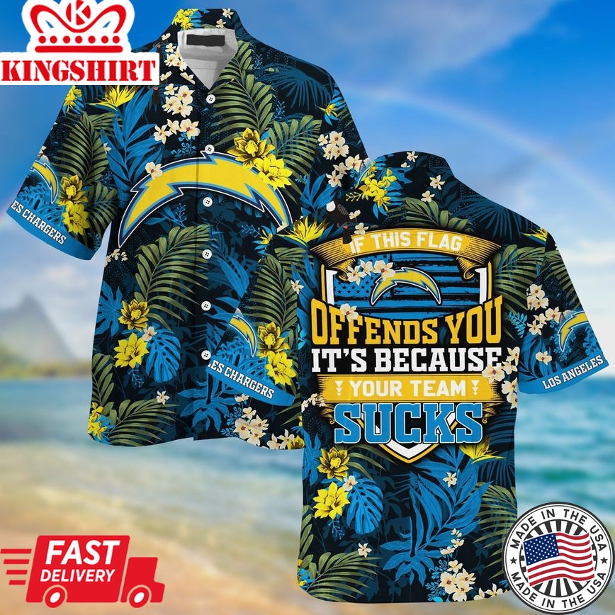 Los Angeles Chargers NFL Summer Hawaiian Shirt And Shorts With Tropical Patterns