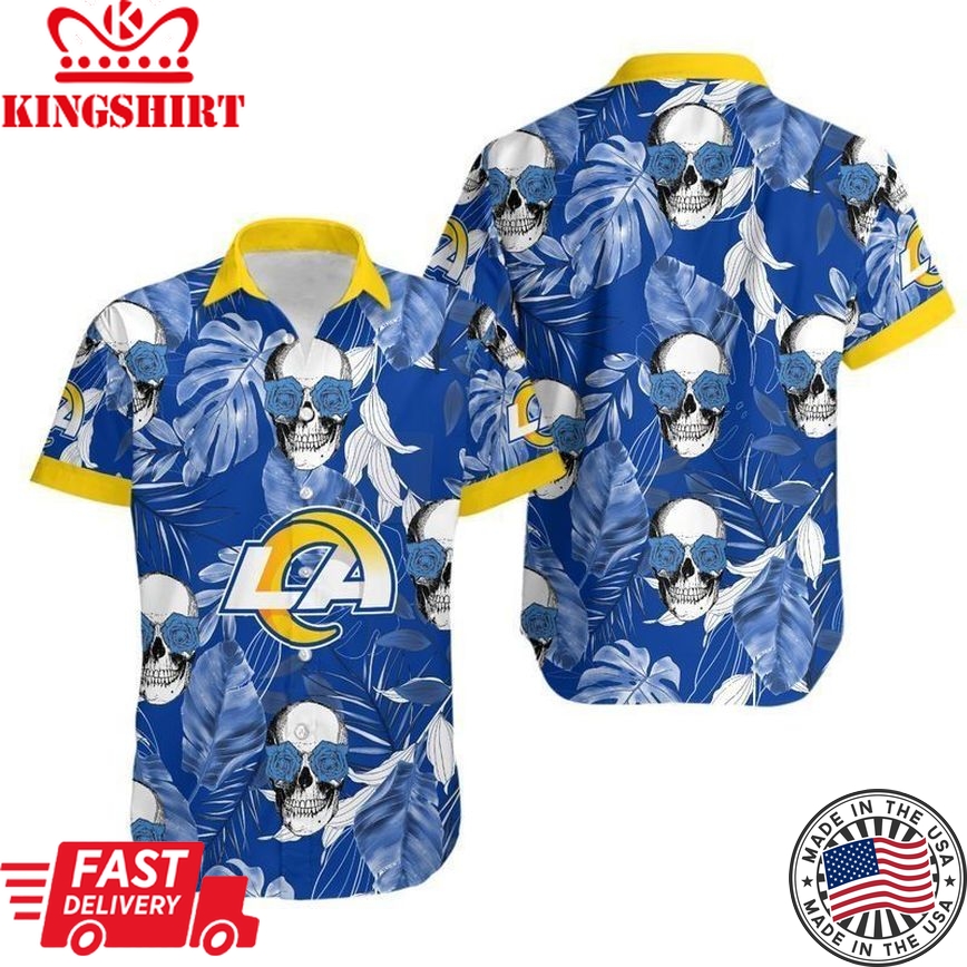 Los Angeles Rams Coconut Leaves And Skulls Hawaii Shirt And Shorts Sum