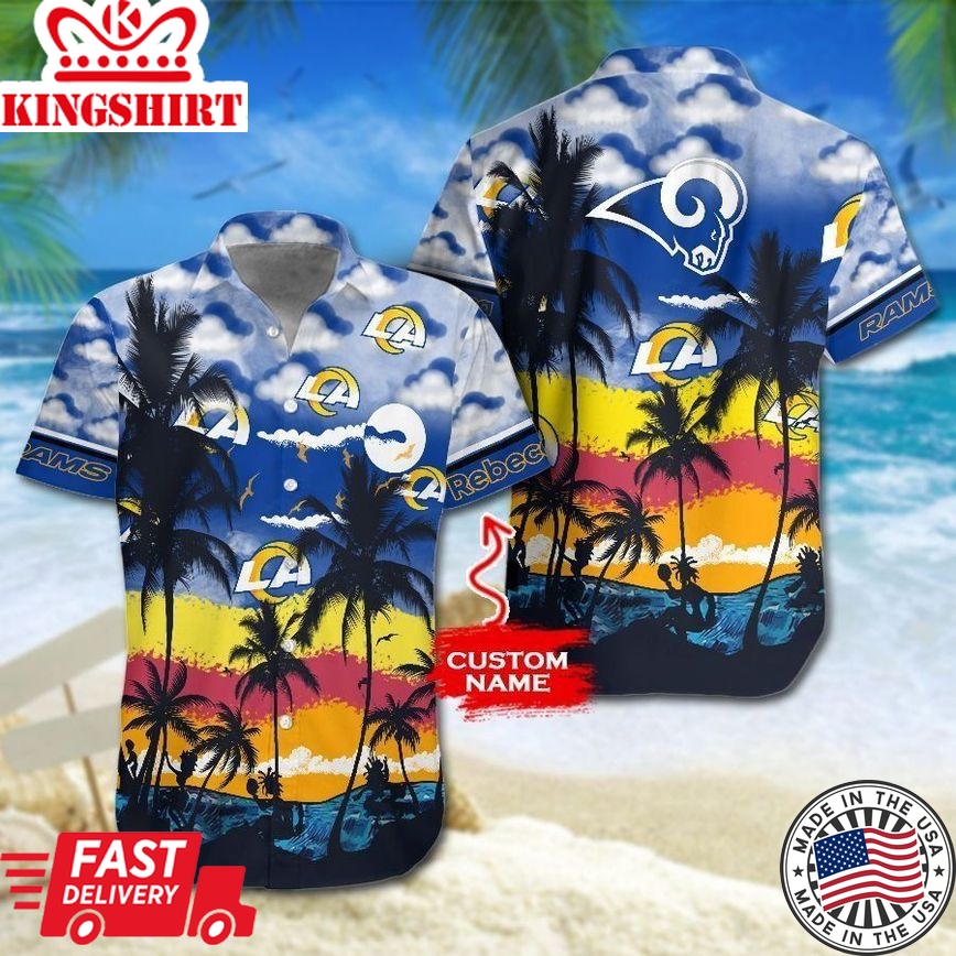 Los Angeles Rams NFL Gift For Fan Personalized Hawaiian Shirt Graphic Print