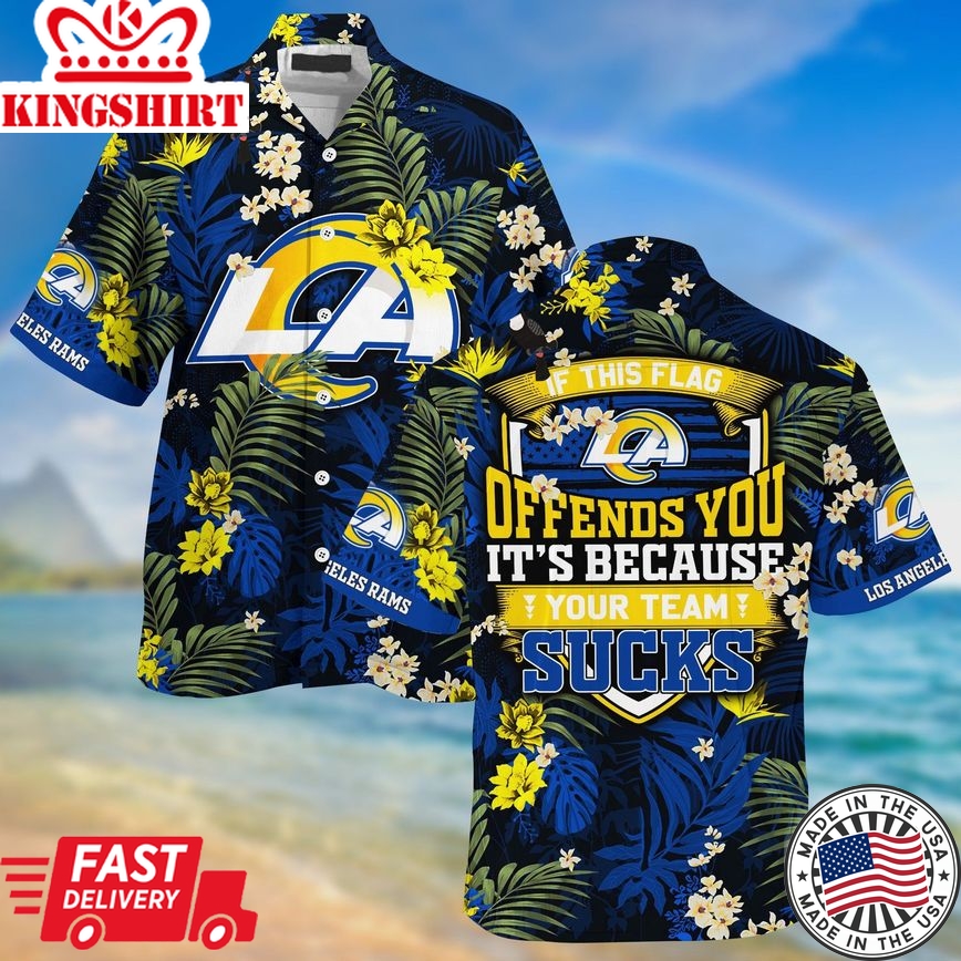 Los Angeles Rams NFL Summer Hawaiian Shirt And Shorts With Tropical Patterns ? Sneakerswix