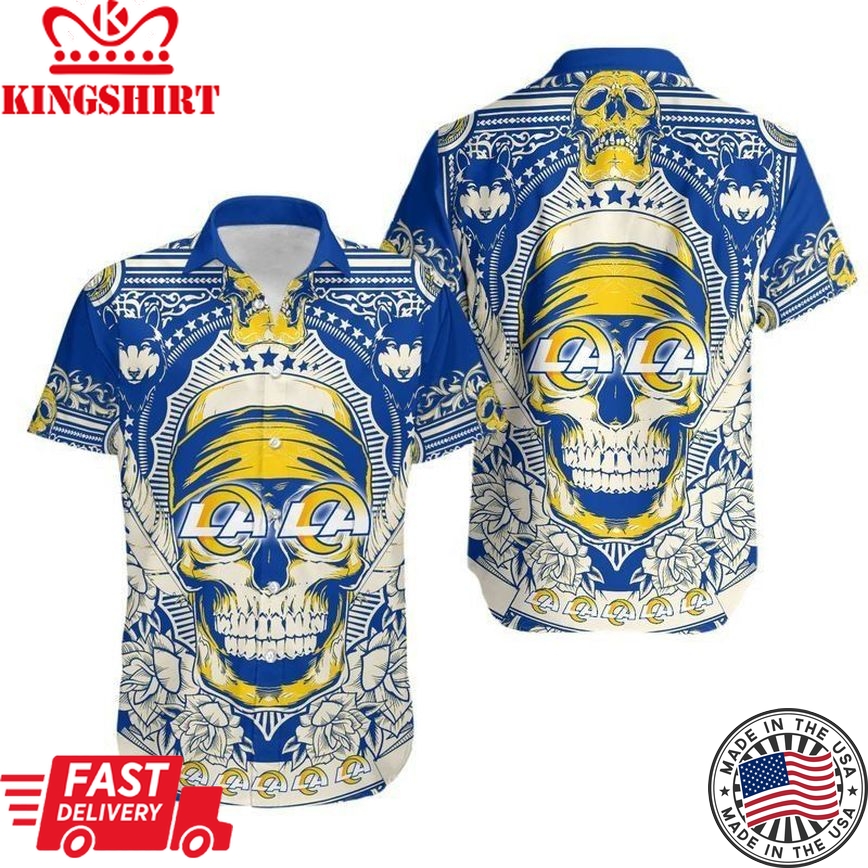 Los Angeles Rams Skull NFL Gift For Fan Hawaii Shirt And Shorts Summer Collection Trending Hawaiian Shirts