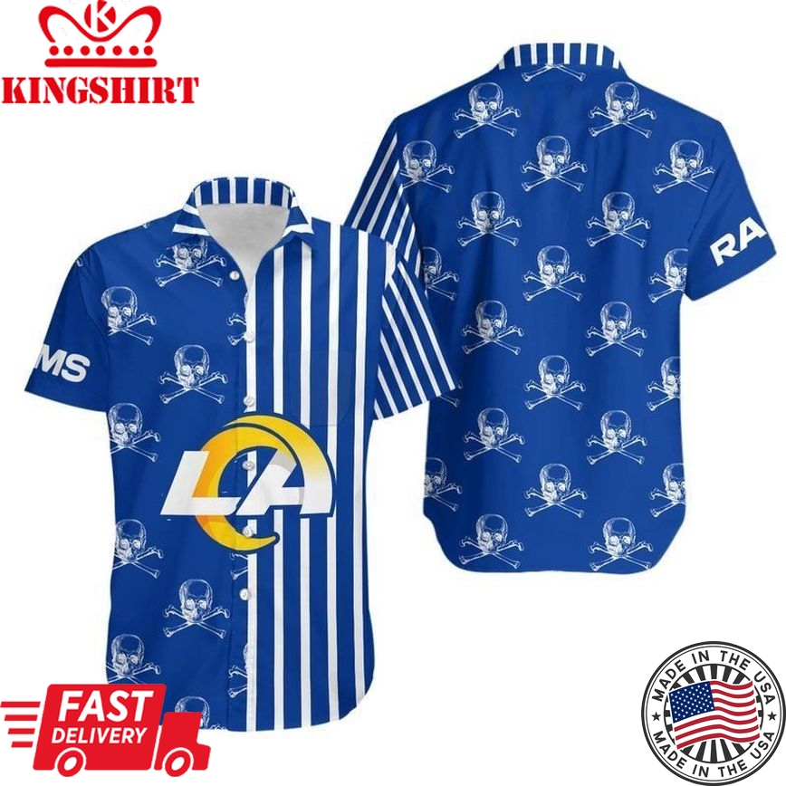 Los Angeles Rams Stripes And Skull Hawaii Shirt And Shorts Summer Coll