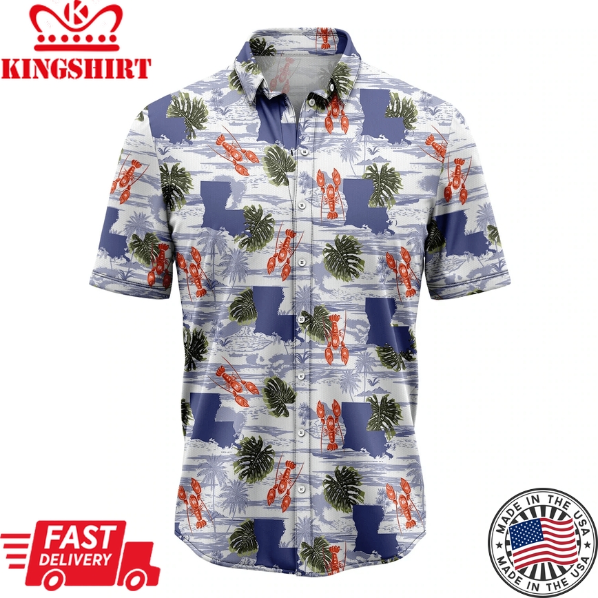 Louisiana Summer Trendy Hawaiian Shirt, Summer Gift, Trendy Hawaiian Shirts For Men, Aloha Beach Shirt