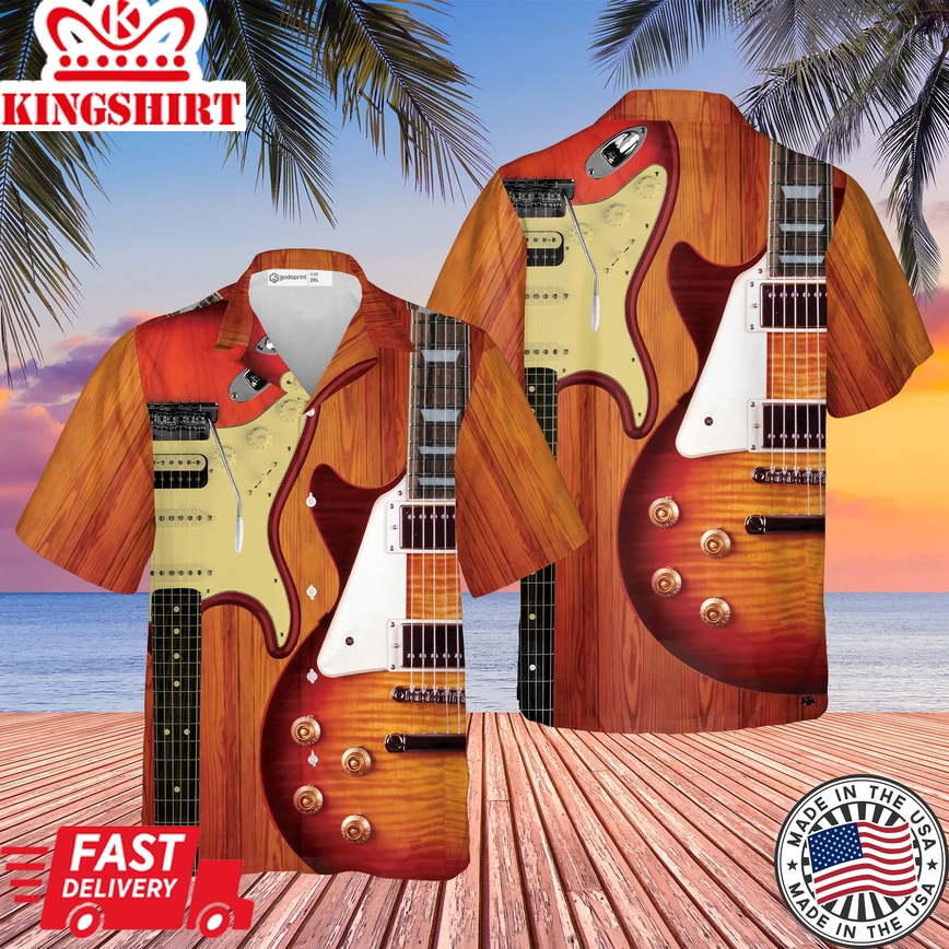 Love Electric Bass Guitar Trendy Hawaiian Shirt Short Sleeve Button Down For Men Tee Gift For Guitarist Musician