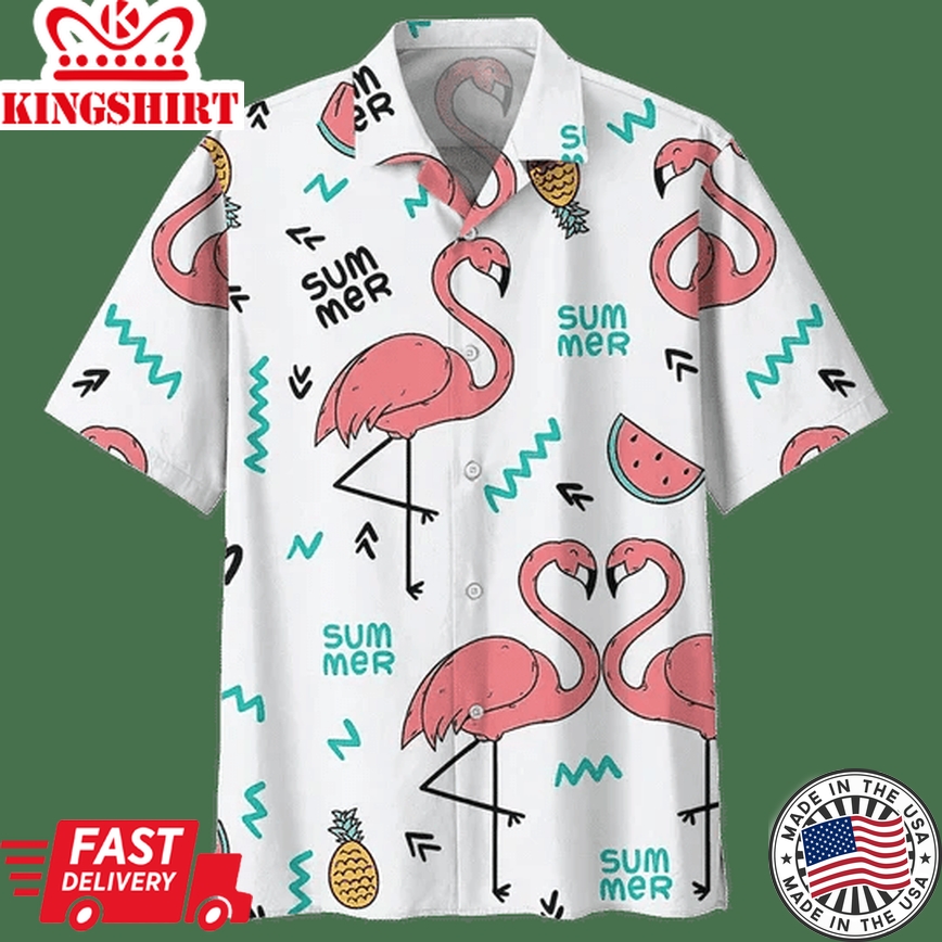 Love Flamingo Ornamental Trendy Hawaiian Shirt