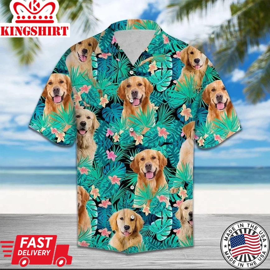 Love Golden Retriever Tropical Jungle Trendy Hawaiian Shirt