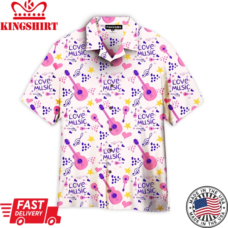 Love Music Country Guitar Pattern Trendy Hawaiian Shirt Aloha Shirt