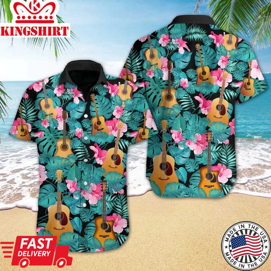 Love Music Guitar Tropical Design Trendy Hawaiian Shirt