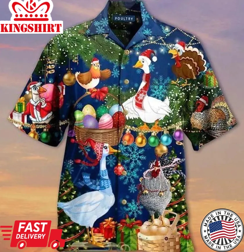 Lovely Goose And Chicken Trendy Hawaiian Shirt, Chicken Lover Trendy Hawaiian Shirt For Summer Gifts