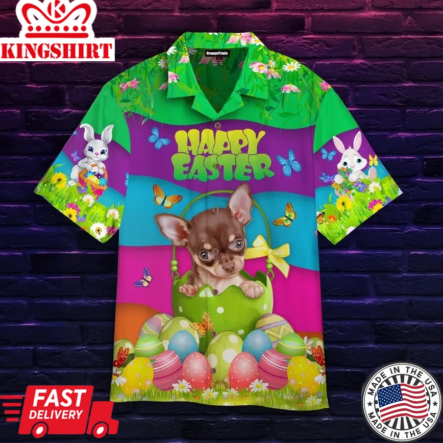 Lovely Puppy Happy With Easters Day Trendy Hawaiian Shirt For