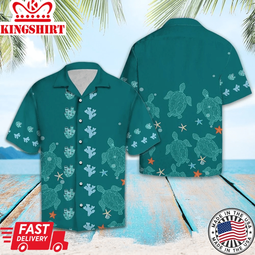 Lovely Turtle Trendy Hawaiian Shirt, Turtle Lover Trendy Hawaiian Shirt For