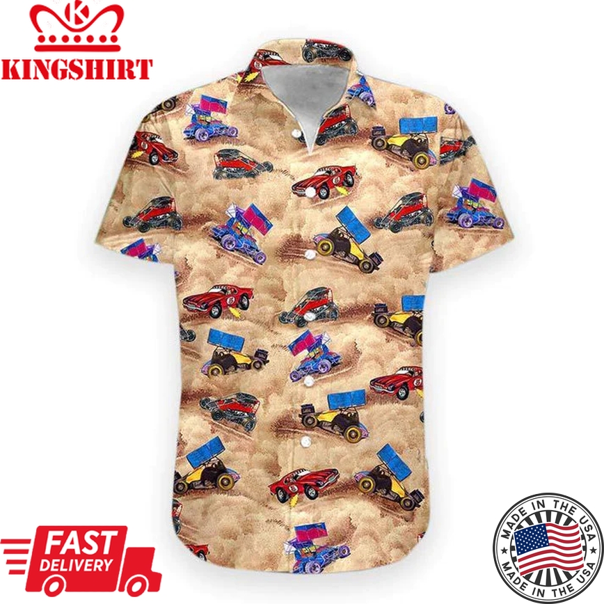 Lovelypod - 3D Dirt Track Racing Trendy Hawaiian Shirt For Men And Women