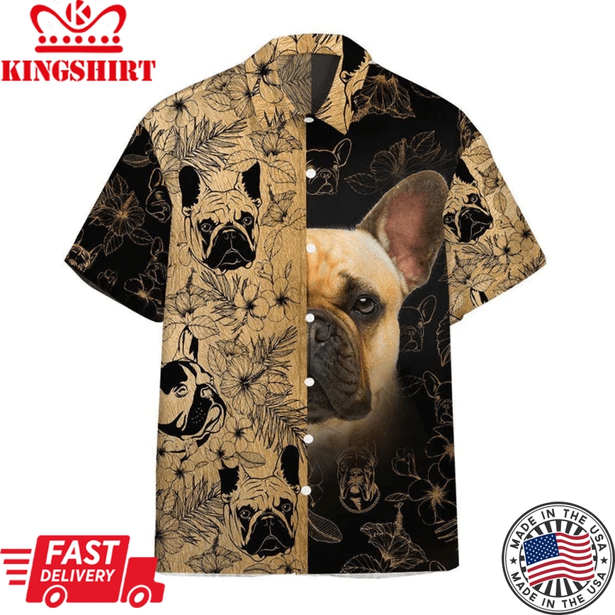 Lovelypod - 3D French Bulldog Hawaii Shirt, Trendy Hawaiian Shirts For Men Short Sleeve Aloha Beach Shirt