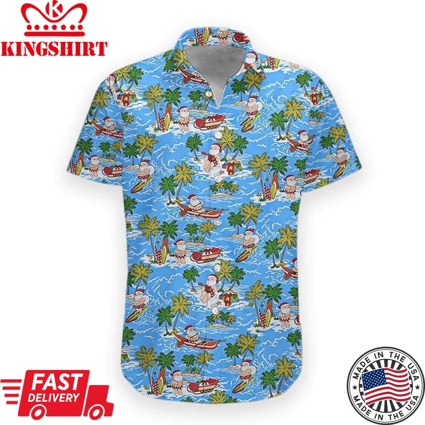 Lovelypod - 3D Santa Hawaii Shirt For Men And Women, Summer Aloha Shirt, Summer Gift For Him