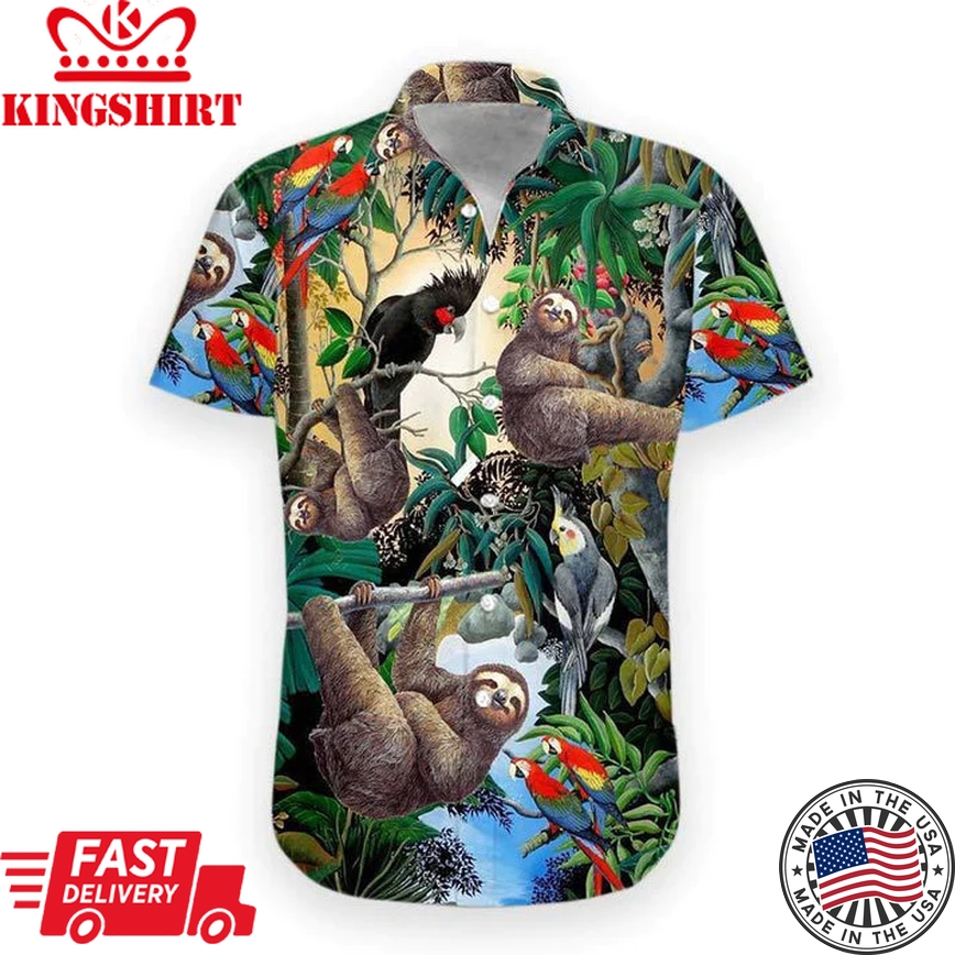 Lovelypod - 3D Sloth Hawaii Shirt For Men And Women, Sloth Summer Aloha Shirt, Summer Gift For Him