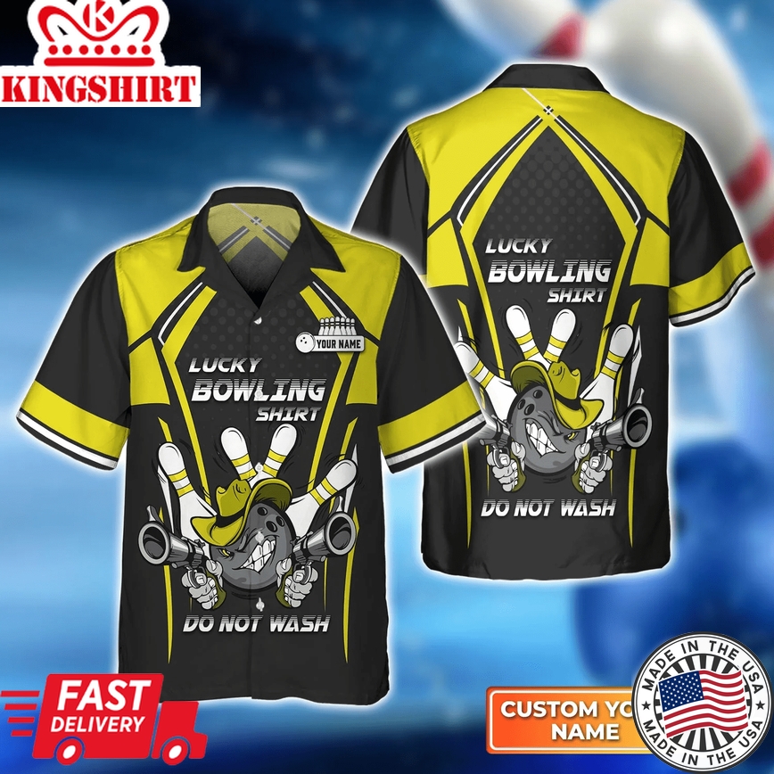 Lucky Bowling Do Not Wash Yellow Trendy Hawaiian Shirt, Bowling Trendy Hawaiian Shirt For Men, Women, Bowling Team Shirt