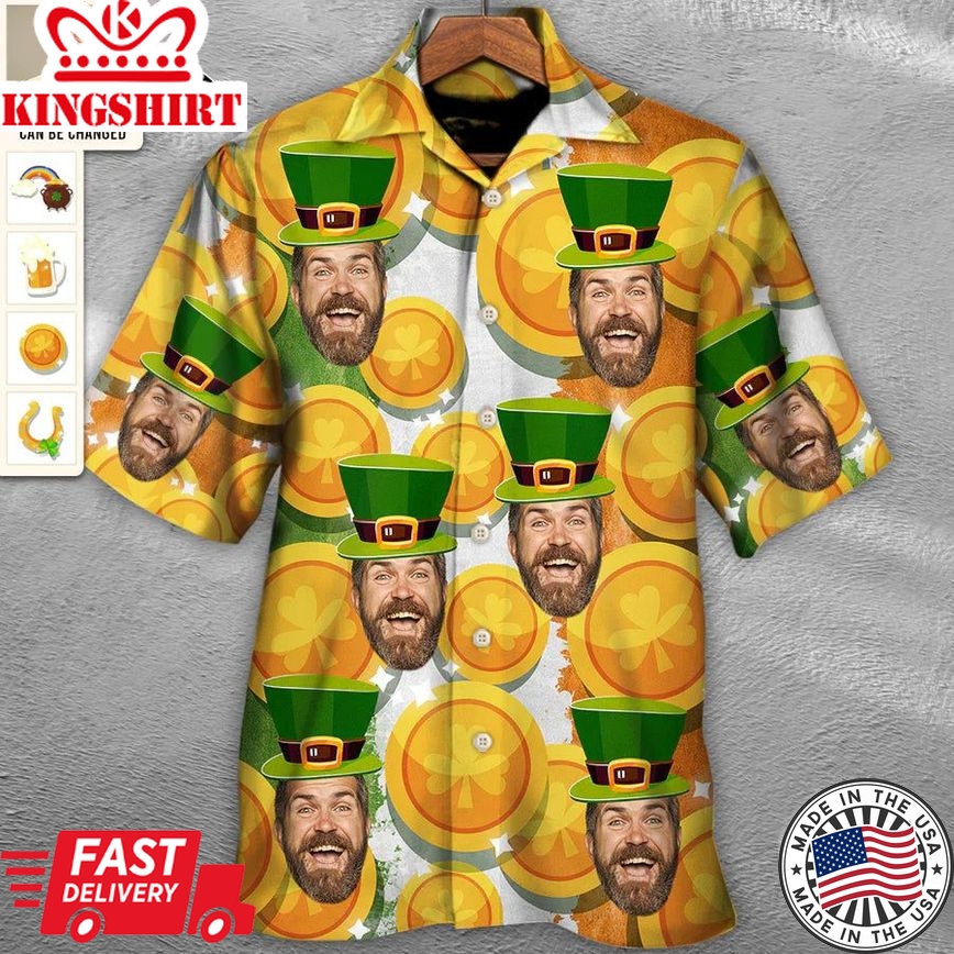 Lucky Charm Faces: St. Patrick's Day Custom Photo Hawaiian Shirt