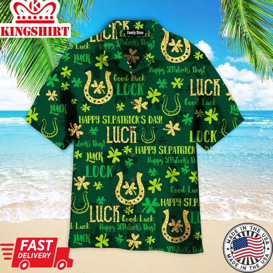 Lucky Charm St Patricks Day Green Hawaiian Shirts