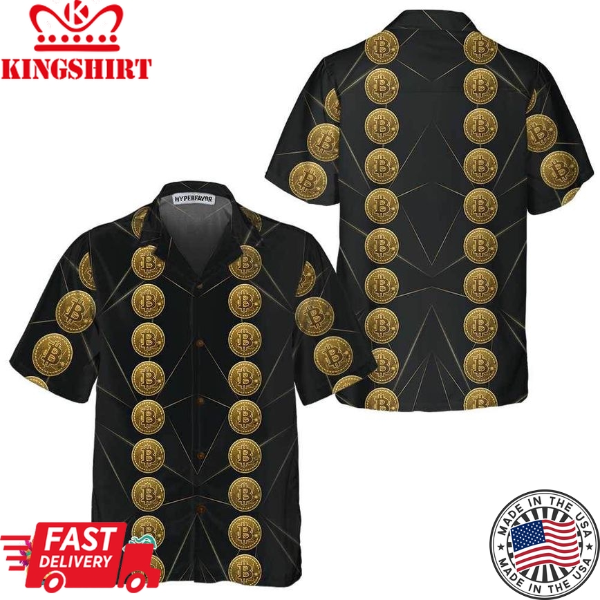 Luxury Golden Bitcoin Hawaiian Shirt, Unique Bitcoin Shirt For Men & Women