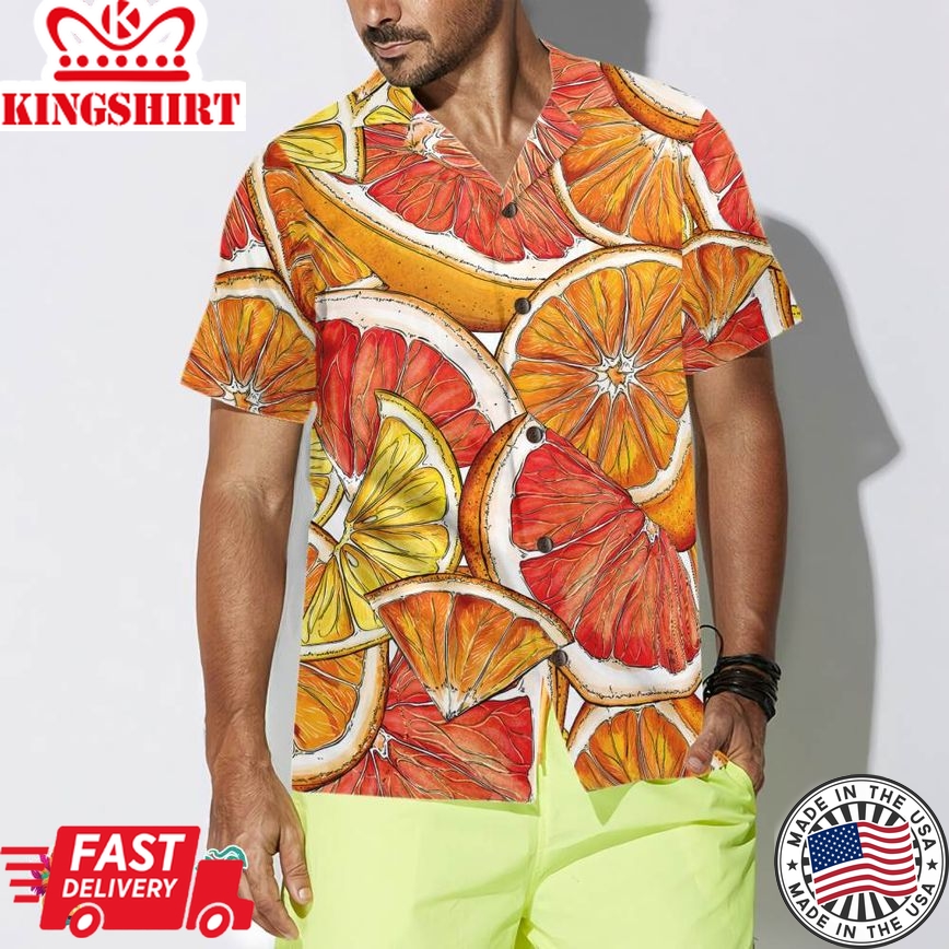 Luxury Summer Lemon & Orange Hawaiian Shirt