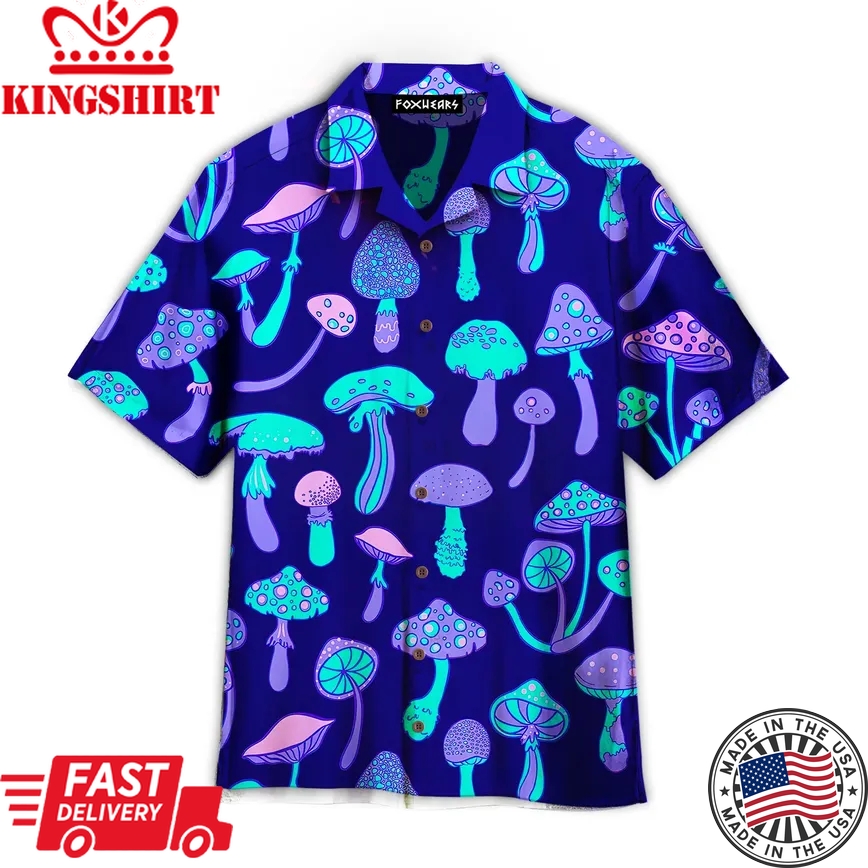 Magic Mushroom Psychedelic 60S Hippie Colorful Trendy Hawaiian Shirt For Aloha Shirt