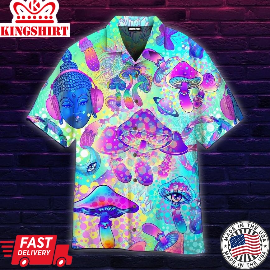 Magic Mushrooms Psychedelic Hallucination Trendy Hawaiian Shirt For