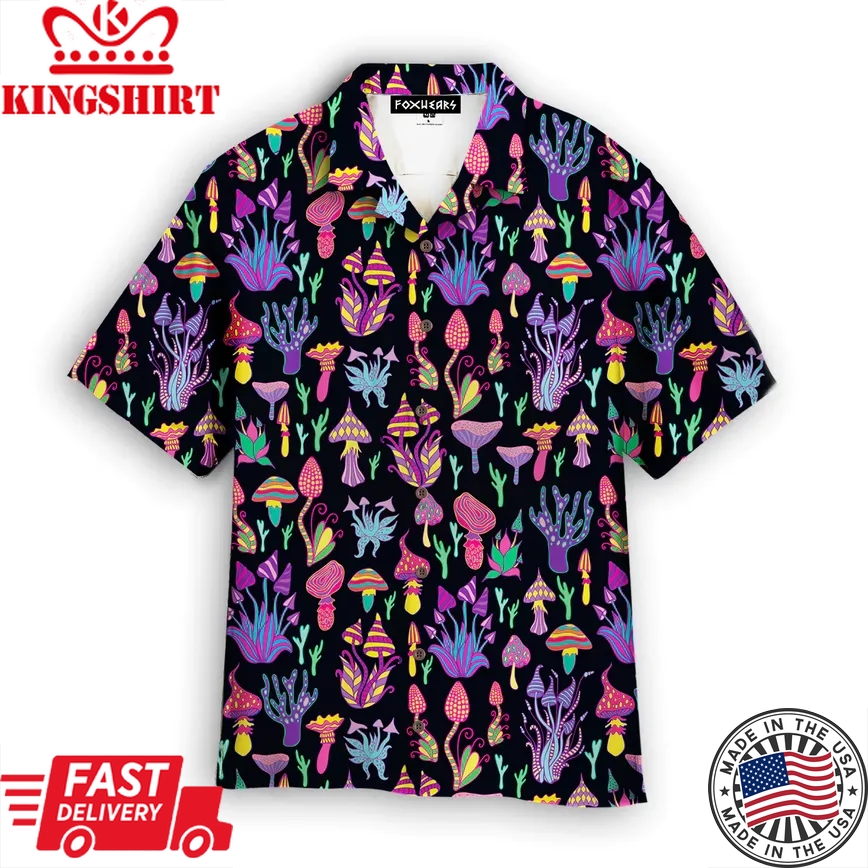 Magic Psychedelic Mushroom Trendy Hawaiian Shirt For Aloha Shirt