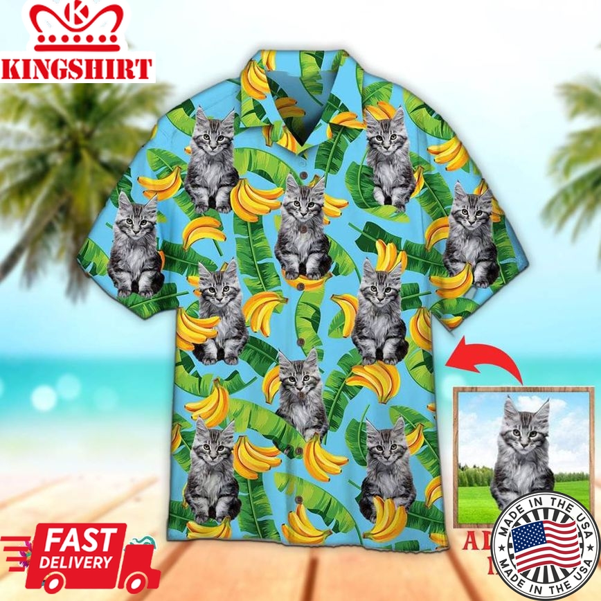 Maine Coon Cats Love Banana Custom 3D Hawaiian Aloha Beach Shirt