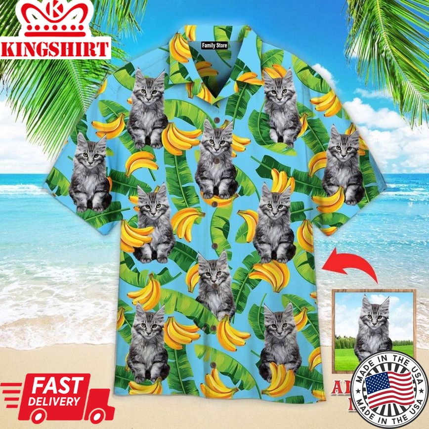 Maine Coon Cats Love Banana Custom Hawaiian Shirt