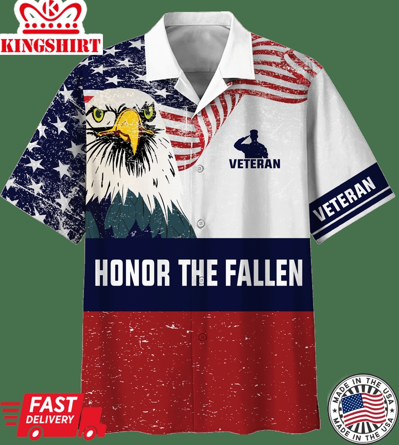 Majestic Wings of Remembrance Hawaiian Shirt - Honor The Fallen Eagle