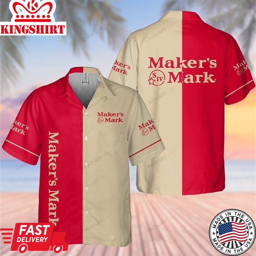 Makers Mark Inspired Hawaiian Vacation Aloha Shirt