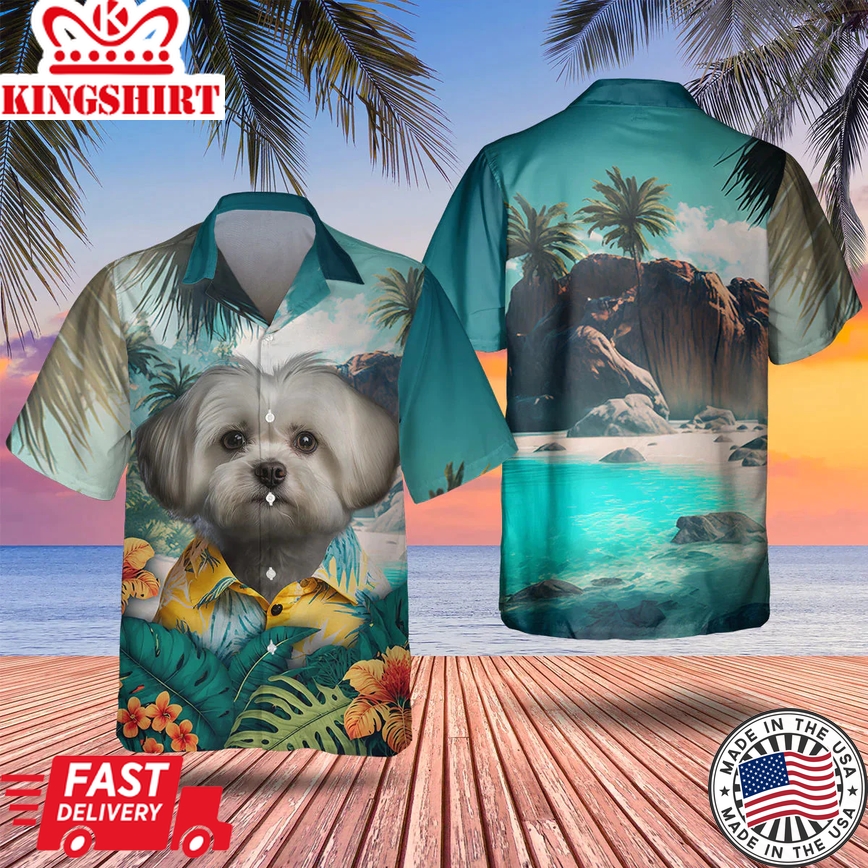 Maltese 2 Tropical Trendy Hawaiian Shirt, Dog Lover Trendy Hawaiian Shirt, Summer Gift For Men And Women