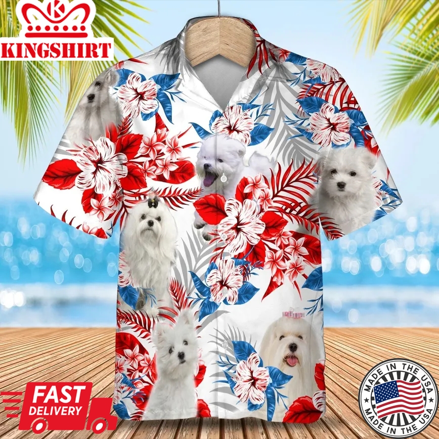 Maltese Trendy Hawaiian Shirt Gift For Summer, Summer Aloha Shirt, Trendy Hawaiian Shirt For Men And Women